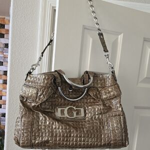 Guess Metallic Brown Crocodile Shoulder Bag with Wallet